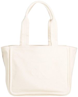 Calvin Klein Cream Handbag Textile Fibers - Natural