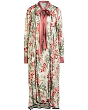 Shirtaporter Antique Rose Midi Dress Viscose, Elastane - White