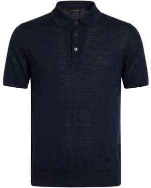 Windsor. Midnight Polo Shirt Linen, Cotton - Blue