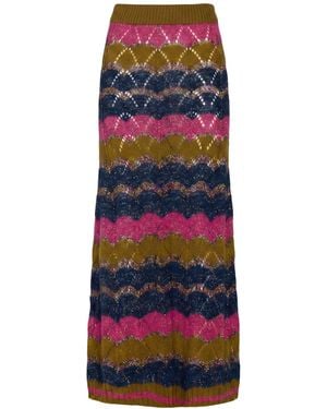 COLOUR MARKET® Maxi Skirt Acrylic, Viscose, Polyamide, Mohair Wool, Metal Fiber - Red