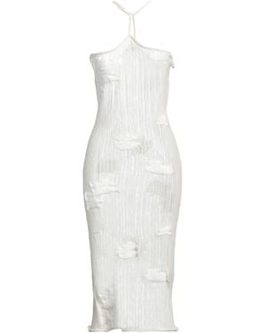 Dondup Ivory Midi Dress Cotton, Polyamide - White