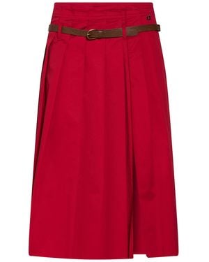 Dixie Midi Skirt Cotton, Elastane - Red