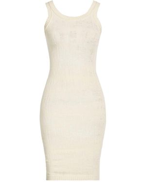 Isabel Benenato Cream Midi Dress Viscose, Polyester - White