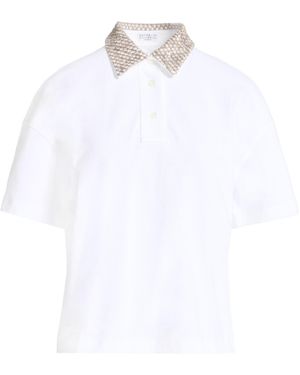 Brunello Cucinelli Polo Shirt Cotton, Elastane, Silk, Synthetic Fibers - White