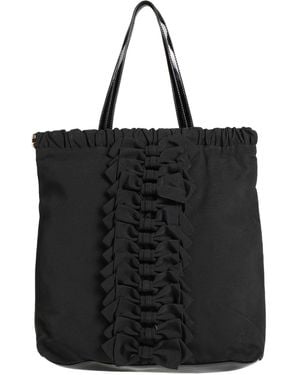 Red(V) Handbag Textile Fibers, Leather - Black