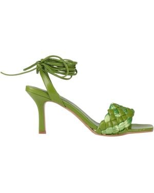 PAOLO MATTEI Sandals Leather, Natural Raffia - Green