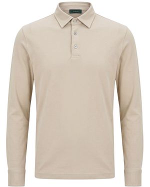 Zanone Sand Polo Shirt Cotton - White