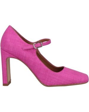 Nila & Nila Fuchsia Court Shoes Natural Raffia - Pink