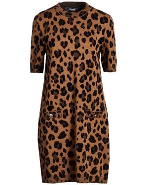 Versace Camel Mini Dress Viscose, Virgin Wool, Polyamide - Brown