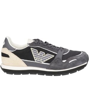 Emporio Armani Midnight Trainers Polyester, Cow Leather - Grey