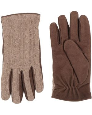 Eleventy Gloves Leather, Wool - Brown