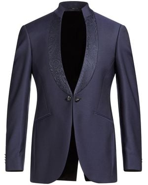 Luigi Bianchi Blazer Polyester, Virgin Wool, Elastane - Blue