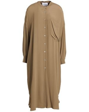 Hache Military Midi Dress Acetate, Silk - Natural