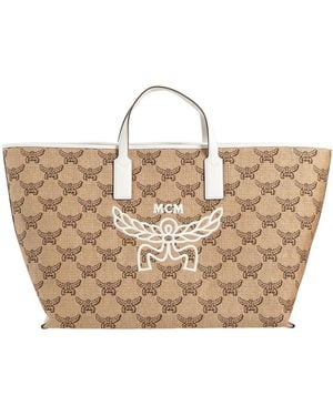 MCM Handbag Textile Fibres - White