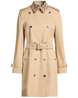 Burberry Sand Overcoat & Trench Coat Cotton - Natural