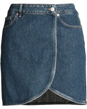 Oval Square Denim Skirt - Blue