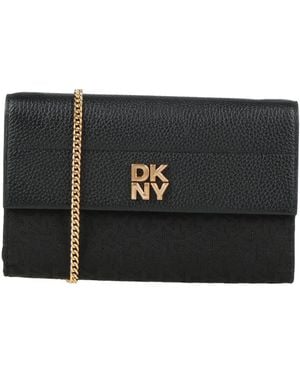 DKNY Crossbody Wallet Polyester, Cow Leather - Black
