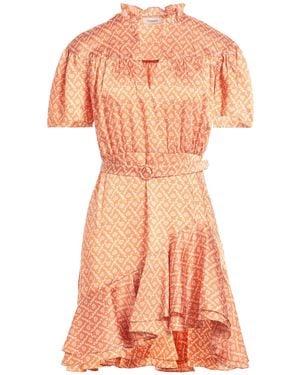 Sandro Bedrucktes minikleid aus glänzendem twill mit rüschen - Orange