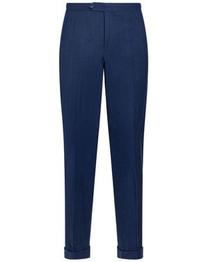 Isaia Trousers Virgin Wool - Blue