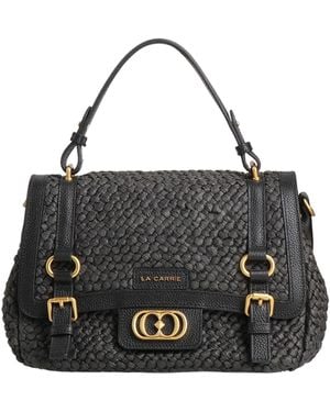 La Carrie Handbag Natural Raffia - Black