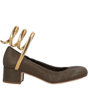 Rene Caovilla Military Court Shoes Leather, Metal - Multicolour