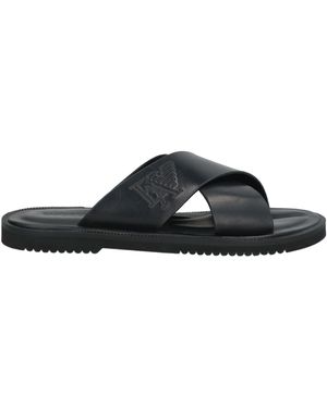 Emporio Armani Leather Slip-On Sandals - Black