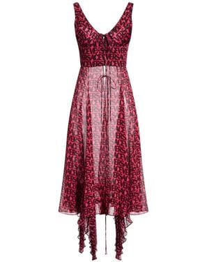 Versace Fuchsia Maxi Dress Silk - Red