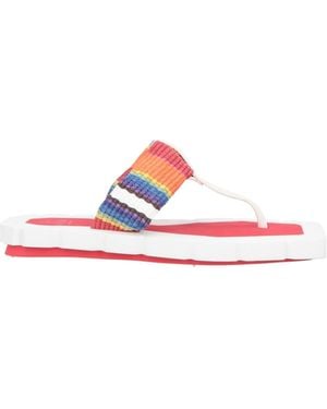 Fabi Thong Sandal Leather, Textile Fibers - White