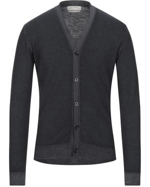 Original Vintage Style Charcoal Cardigan Virgin Wool - Blue