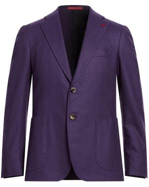 Isaia Blazer Wool, Cotton, Cashmere - Purple