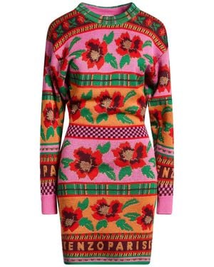 KENZO Mini Dress Wool, Metallic Fibre, Polyamide - Red