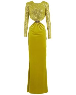Elisabetta Franchi Lime Maxi Dress Polyester, Elastane - Green
