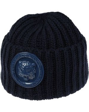 Just Cavalli Midnight Hat Acrylic, Wool - Blue