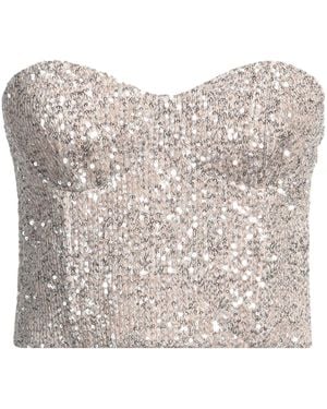 Rochas Embellished Tulle Corset Top - Gray