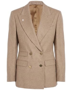 L.B.M. 1911 Sand Blazer Cashmere, Silk - Natural