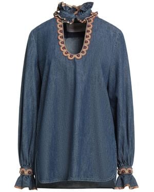 Valentino Garavani Top Cotton, Polyester, Acetate - Blue