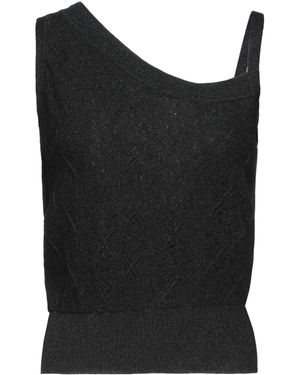Malo Charcoal Top Linen, Cotton, Polyamide - Black
