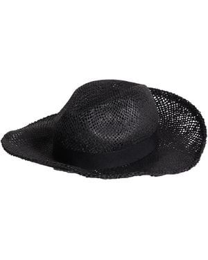 Emporio Armani Charcoal Hat Paper Yarn, Cotton, Polyester - Black