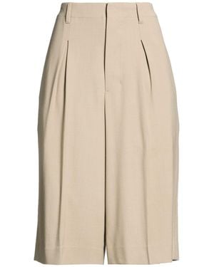 Ami Paris Khaki Shorts & Bermuda Shorts Viscose, Virgin Wool - Natural
