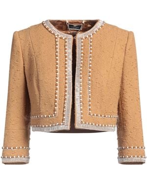 Elisabetta Franchi Camel Jacket Cotton, Viscose, Polyamide, Plastic, Glass - Natural