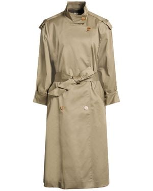 Sandro Khaki Overcoat & Trench Coat Cotton, Elastane - Natural