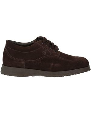 Hogan Dark Lace-Up Shoes Leather - Brown