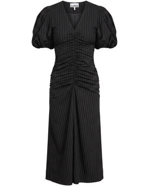 Ganni Midi Dress Recycled Polyester, Viscose, Elastane, Polyester - Black