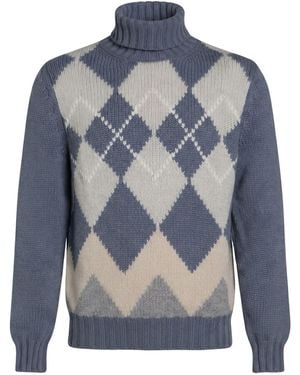 Fedeli Slate Turtleneck Cashmere - Blue