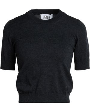 Alpha Studio Charcoal Sweater Merino Wool - Black