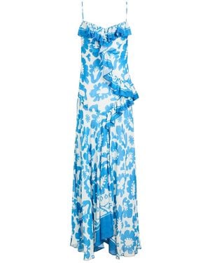Sandro Azure Maxi Dress Viscose, Linen - Blue