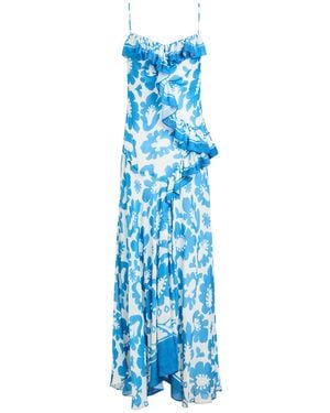 Sandro Azure Maxi Dress Viscose, Linen - Blue