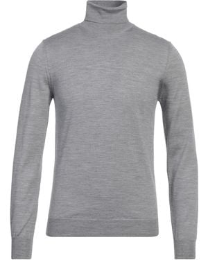 Vneck Turtleneck Merino Wool, Silk - Gray