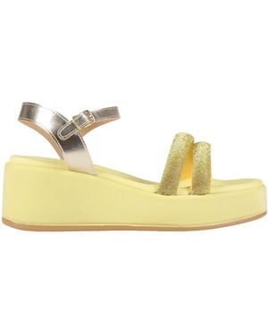 CafeNoir Lime Sandals Textile Fibers - Metallic