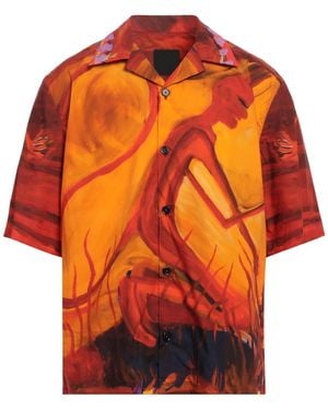Givenchy Painterly-Print Cotton Shirt - Orange